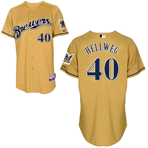Johnny Hellweg #40 Youth Baseball Jersey-Milwaukee Brewers Authentic Gold MLB Jersey
